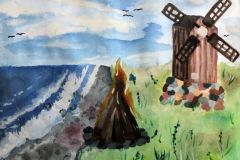 Ideaalmaailma-loomine.-Olev-Subbi-jalgedes.-Akvarell.-Carmen-Kaalo-8.-kl-2020